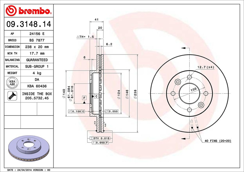 2X Brembo Front Brake Disc Rotor For Renault Clio X65 1.4L B/CB0P