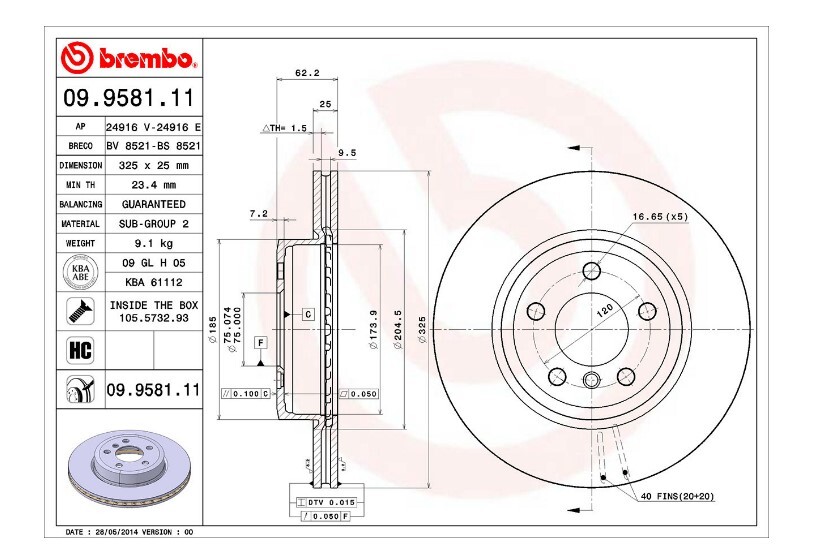 Brembo Front Brake Disc Rotor For BMW X3 E83 xDrive 2.0L/2.5L/3.0L 25d,30d,20d