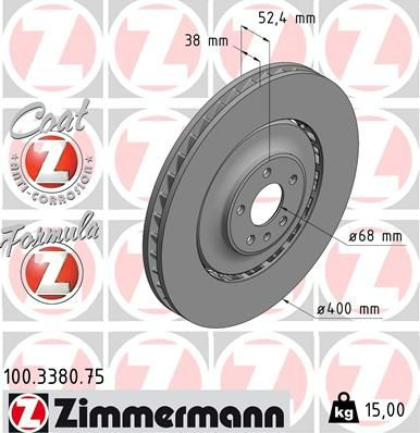 Zimmermann Disc Brake Rotor 400mm Front For Audi A8 D4 4H2, 4HL 3.0L/4.2L S8