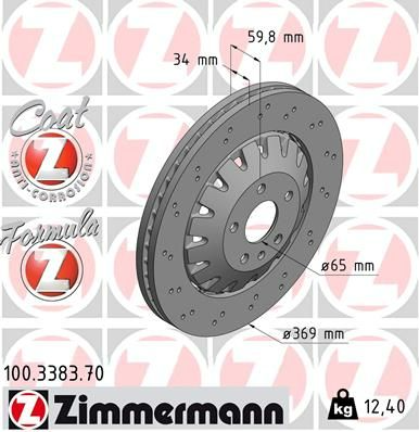 Zimmermann Disc Brake Rotors Pair 369mm Front For Audi A3 8VS 8VM, 8VA 8VF RS3