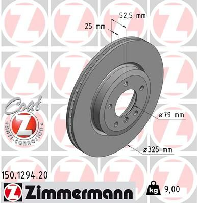 Zimmermann Disc Brake Rotor 325mm Front For BMW Z4 E85, E86 3.0L 04/2006-08/2008