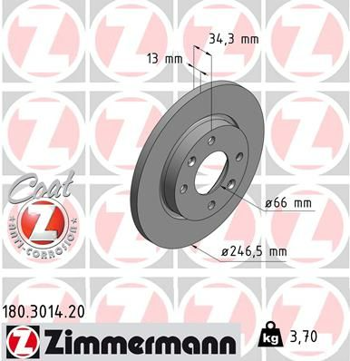 Zimmermann Disc Brake Rotor 346mm Front For Peugeot 206 2A/C 1.4L/1.6L