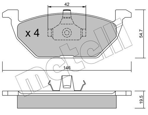 Metelli Front Brake Pad Set For Volkswagen Bora 1J2 1.6L Petrol AEH, AKL, APF