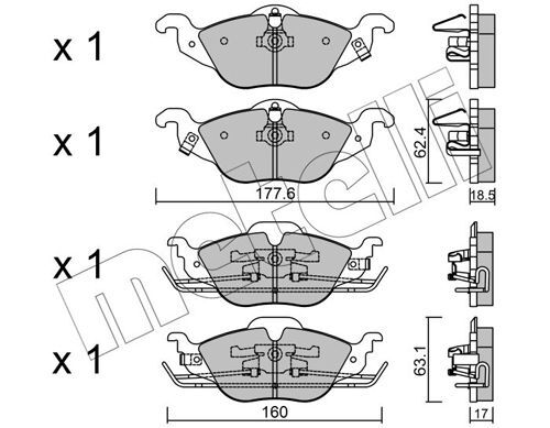 Metelli Front Brake Pad Set For Opel Astra G 1997-2004 [22-0257-0]
