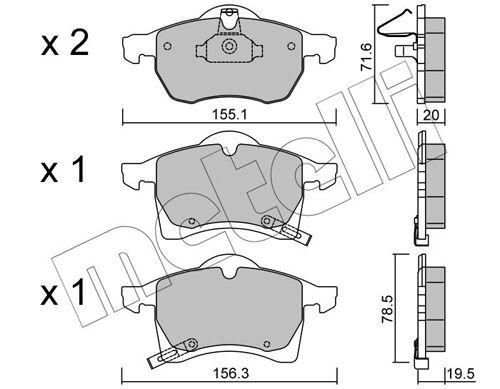 Metelli Front Brake Pad Set For Opel Astra F, Zafira A - 22-0258-0