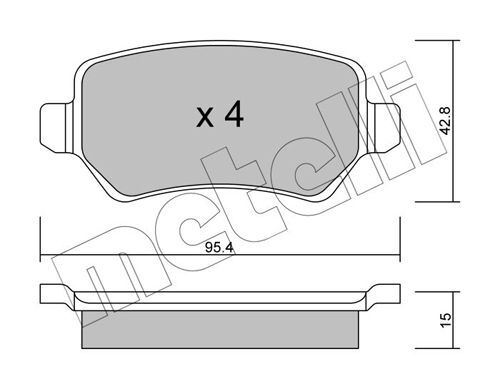 Metelli Rear Brake Pad Set For Opel Astra H, Zafira B - 22-0542-1