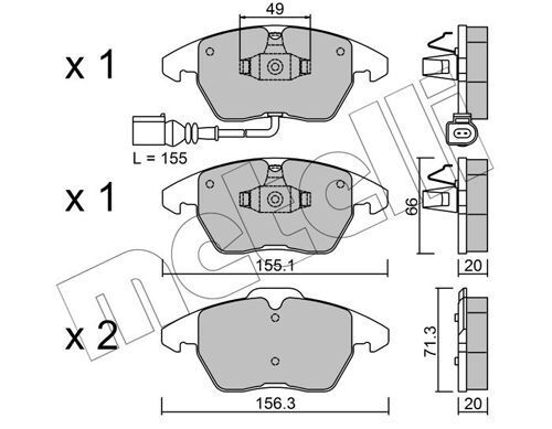 Metelli Front Brake Pad Set For Skoda Superb II 3T5, 3T4 1.8L/2.0L TDi/TSi