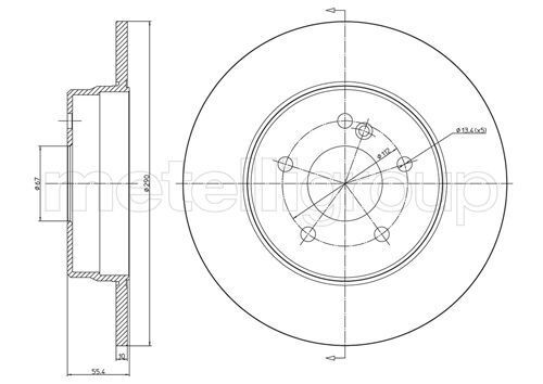 2X Metelli Rear Disc Brake Rotor For Mercedes-Benz SLK, E-Class, CLK, C-Class