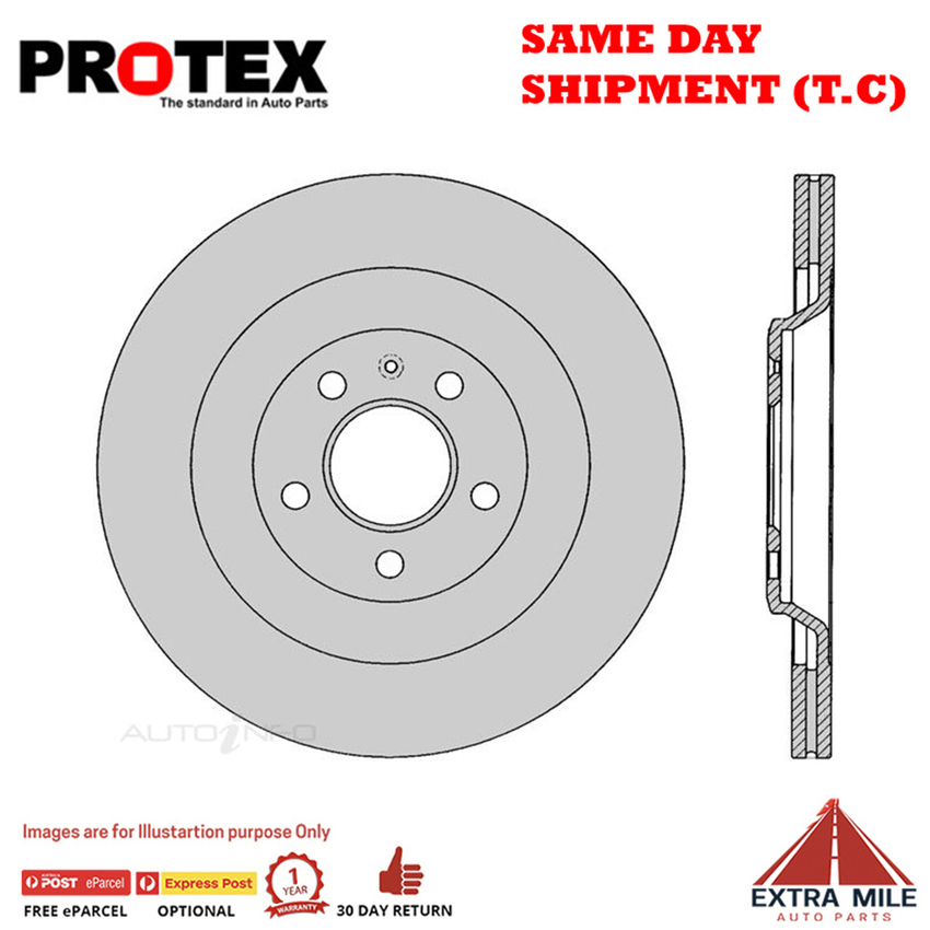 2X PROTEX Disc Brake Rotors -Rear For AUDI A5 8T 2D Cpe FWD.