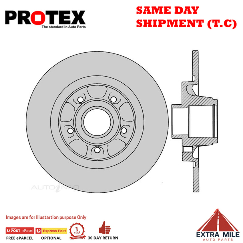 2X PROTEX Disc Brake Rotors - Rear For Renault Kangoo X61 Van K9K 802 I4 8V