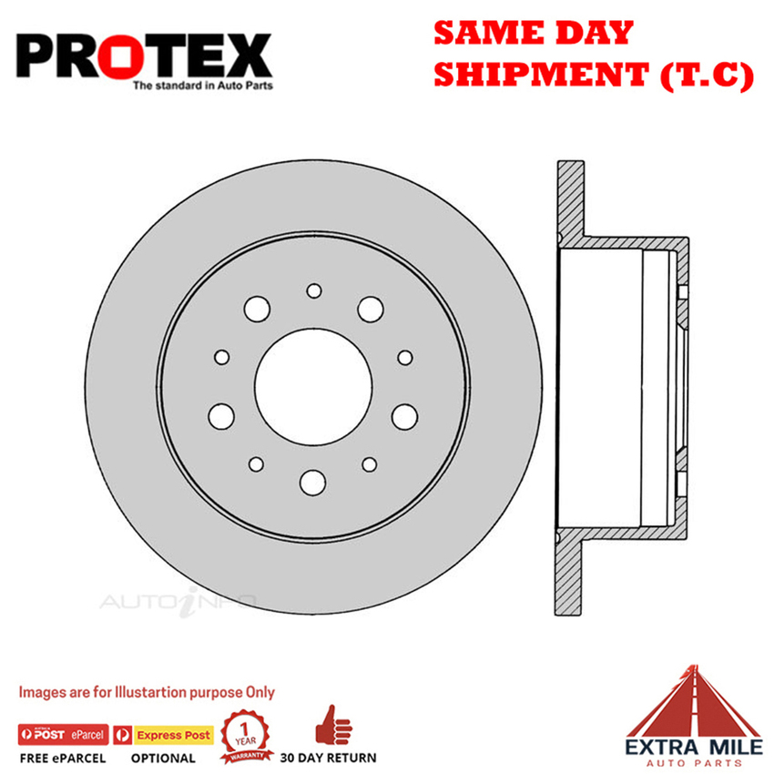 2X PROTEX Disc Brake Rotors -Rear For FIAT DUCATO . 3D Van FWD.