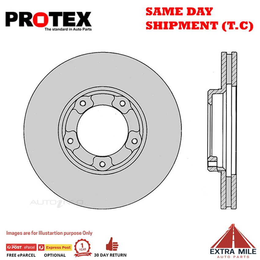 2X PROTEX Disc Brake Rotors - Front For TOYOTA HIACE YH51R 3D Van RWD.