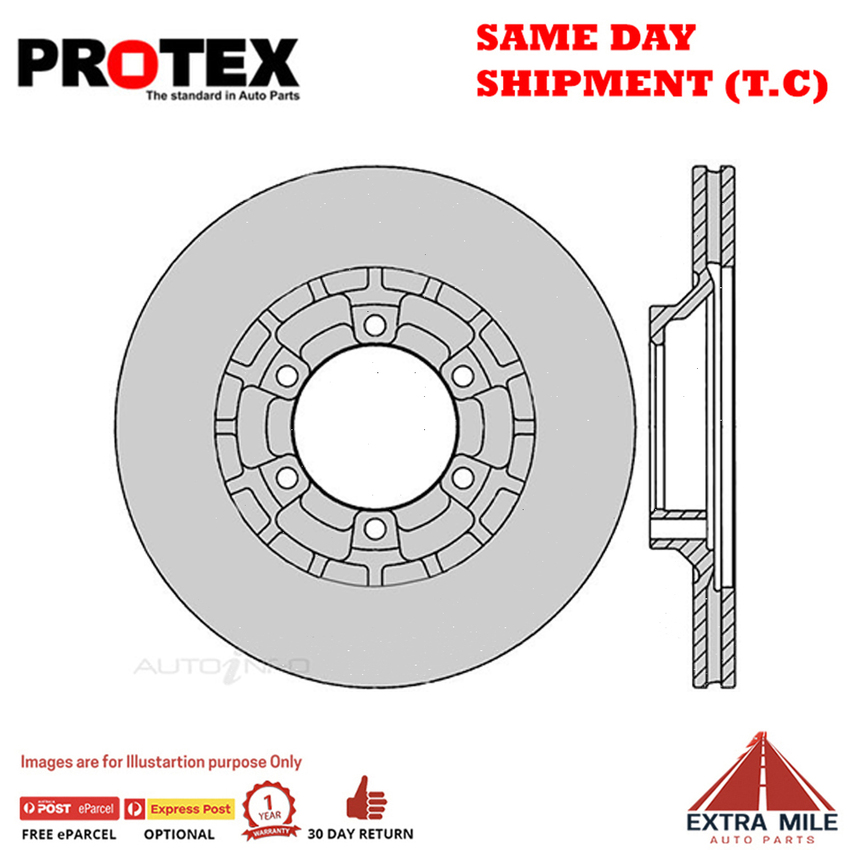 2X PROTEX Disc Brake Rotors - Front For MITSUBISHI TRITON MJ 4D Ute 4WD.