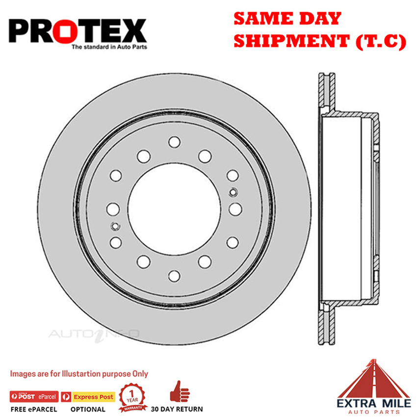 2X PROTEX Disc Brake Rotors - Rear For TOYOTA LANDCRUISER KDJ120R 4D SUV 4WD.