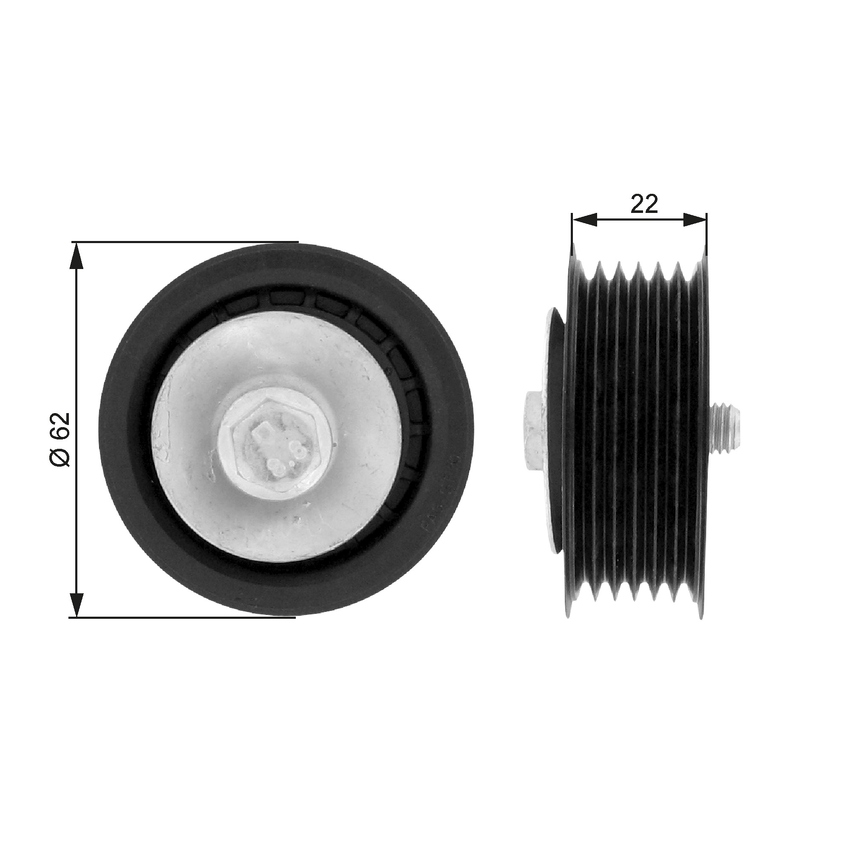 Gates DriveAlign Idler Pulley For Saab 9-3 YS3D 2.0L/2.3L, 9-5 YS3E 2.3L/2.0L