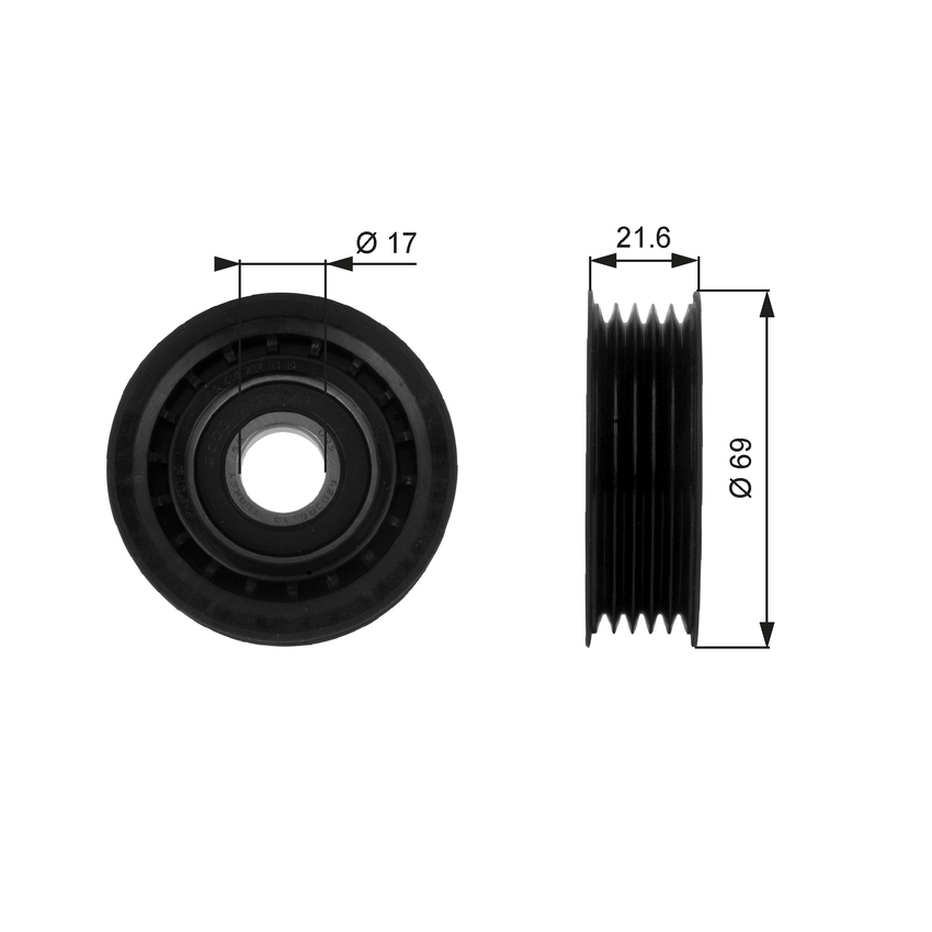 Gates DriveAlign Idler Pulley For Mercedes Benz B-Class M 640.940 W245 1.7L 80KW