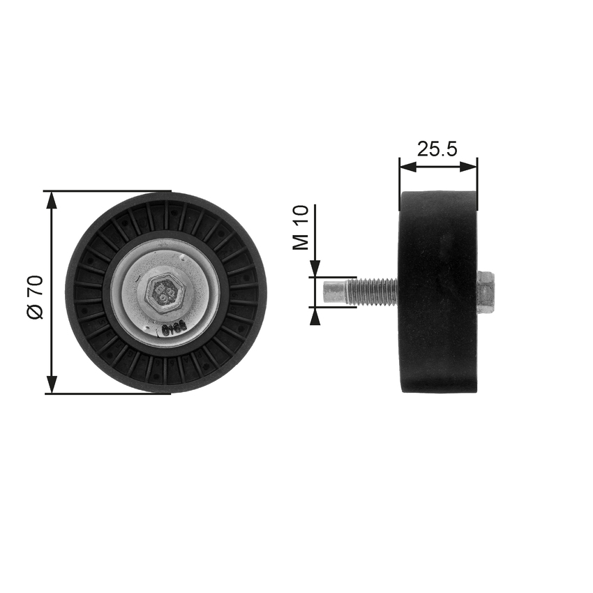 Gates DriveAlign Idler Pulley For Ford Mondeo HA,HB,HC,HD 2.0L NGA/NGB/NGC/NGD