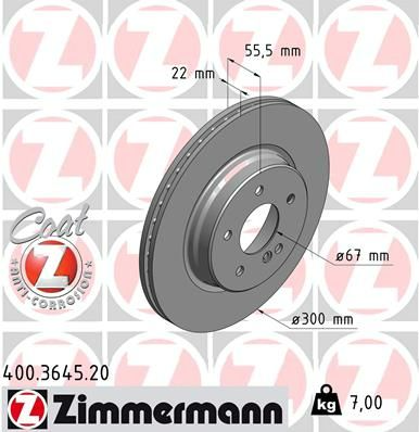 Zimmermann Disc Brake Rotor 300mm Rear For Mercedes-Benz Crossfire SRT-6 3199cc