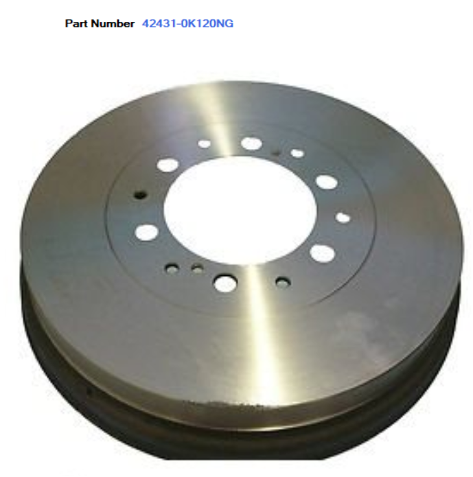 Brake Drum For Toyota Hilux KUN26-1KDFTV 3.0L 03/05-09/15 42431-0K120NG