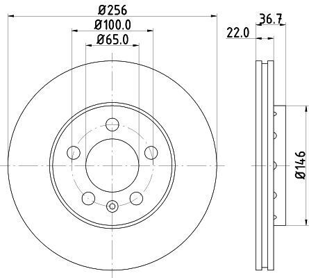 Hella Disc Brake Rotor 256mm Front For VW BORA I Sedan 1J2 1.6L/2.0L