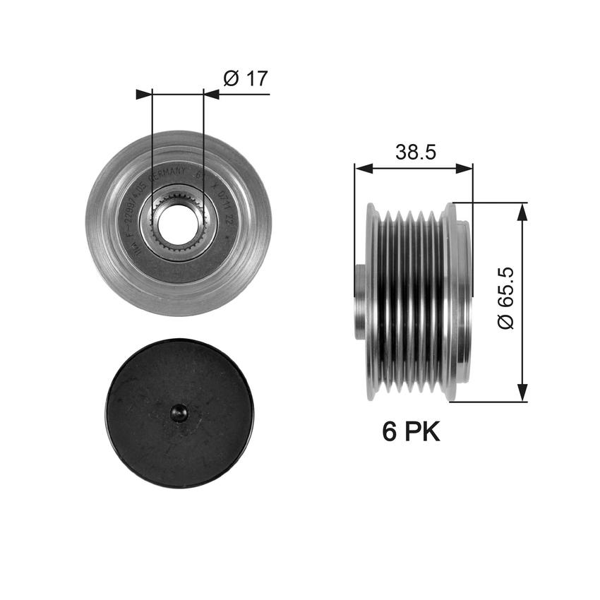 Gates Alternator Pulley For Ford Telstar AX 2.5L KL-ZE Sedan