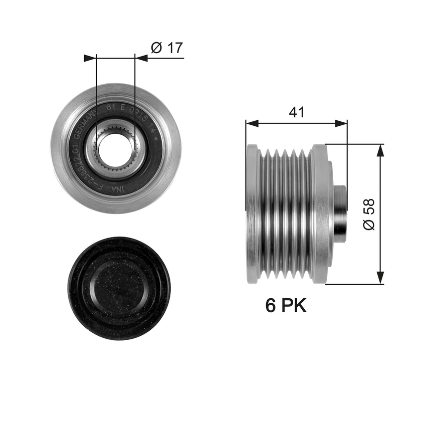 Gates Alternator Pulley For Fiat Doblo 263 1.6L/2.0L 263 A4.000,263 A5.000