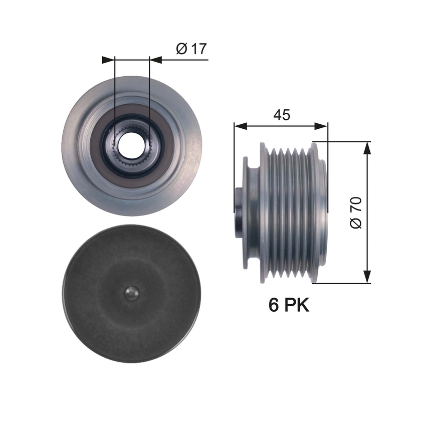 Gates Alternator Pulley For Audi A4 B6,8H7,B7,8HE, B7,8EC 3.2L FSI AUK,BKH