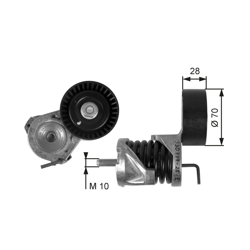 Gates V-ribbed Belt Tensioner For BMW 3 E91, E90 2.0L 320i N43 B20A, N46 B20B