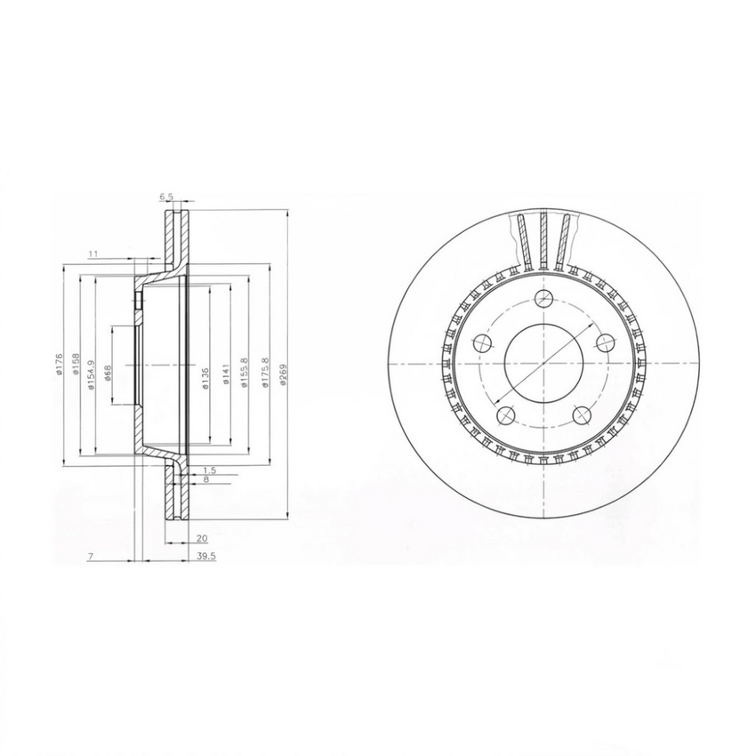 Brake Rotor Disc Rear For AUDI 100 2.3 5 Cyl (08/82-91) 