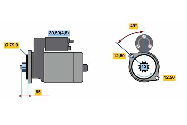 Bosch Starter Motor 12V Position 61.6mm - 0 001 153 009