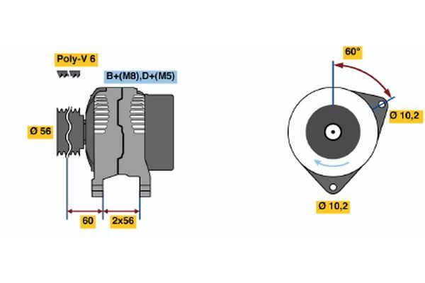 Bosch  Alternator 14V For Holden Vectra JR JS 2.5L X 25 XE Petrol - BX510064