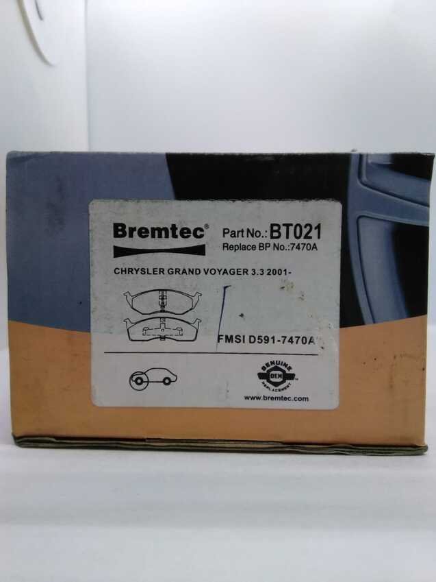 Bremtec Trade-Series Front Brake Pad Set For Chrysler Grand Voyager 3.3L 2001-On