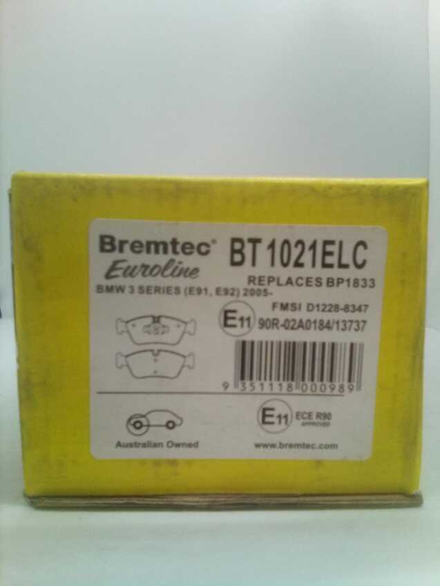 Bremtec Euroline Front Brake Pad Set For BMW 1 Series E87 5dr 118 120