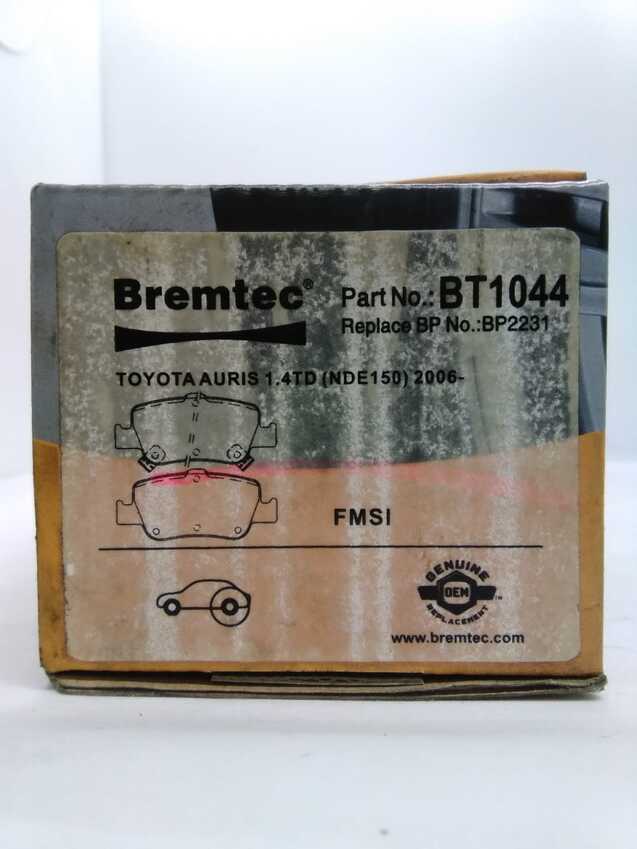 Bremtec Trade-Series Rear Brake Pad Set For Toyota Auris 1.4L TD NDE150 2006-On