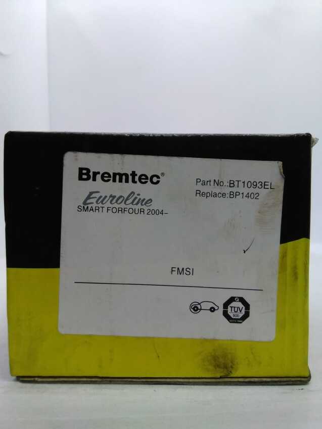 Bremtec Euroline Front Brake Pad Set For Smart Forfour 454 1.3L/1.5L 