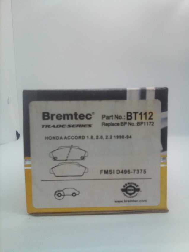 Bremtec Front Brake Pad Set For Honda Accord [CB CC CC7 CD] 2.2L EXi VTi
