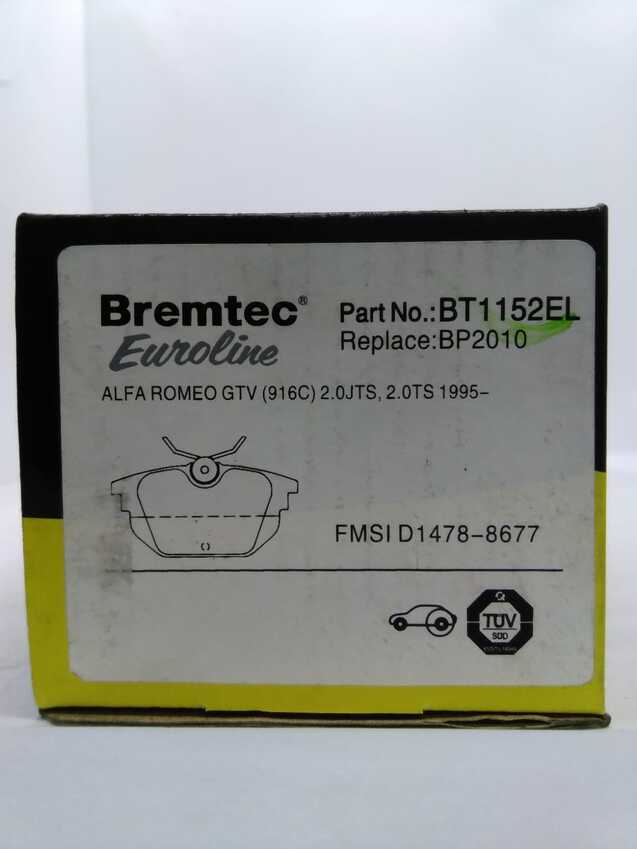 Bremtec Euroline Rear Brake Pad Set For Lancia Delta 2.0L 1987 - 1999