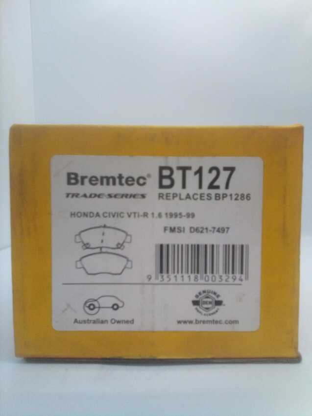Bremtec Trade-Series Front Brake Pad Set For Honda Civic VTi-R 1.6L 1995-99 