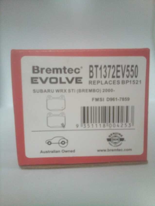 Bremtec Evolve Rear Brake Pad Set For Subaru WRX STi 2000-On