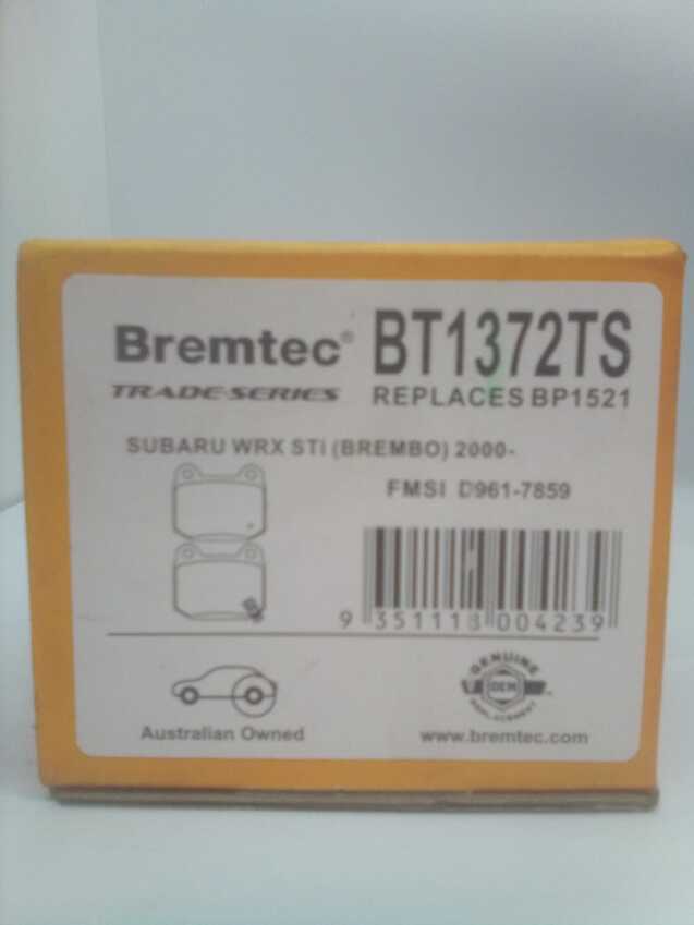Bremtec Trade-Series Rear Brake Pad Set For Subaru Impreza [GD, GG] 2.0L/2.5L