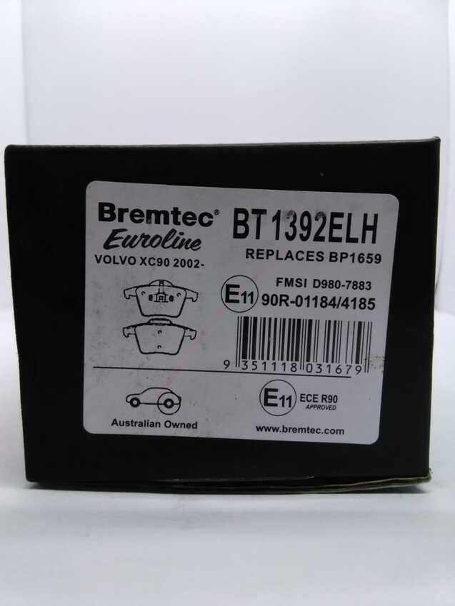 Bremtec Euroline High Grade Rear Brake Pad Set For Volvo XC90 2002-On 