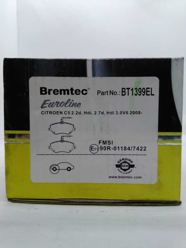 Bremtec Euroline Front Brake Pad Set For Peugeot 407 6D Coupe 3.0L V6  2006-On