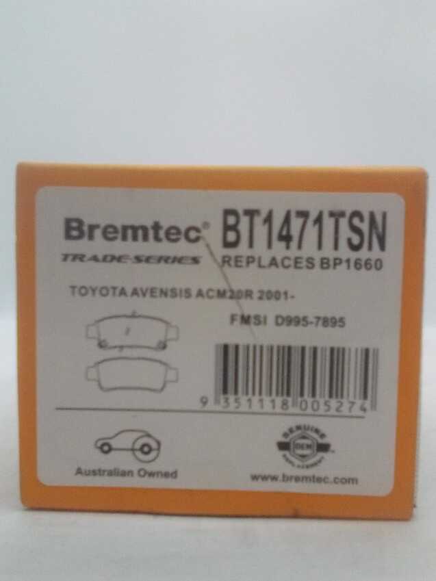 Bremtec Trade-Series Rear Brake Pad Set For Toyota Avensis Verso [M20] 2.0L/2.4L