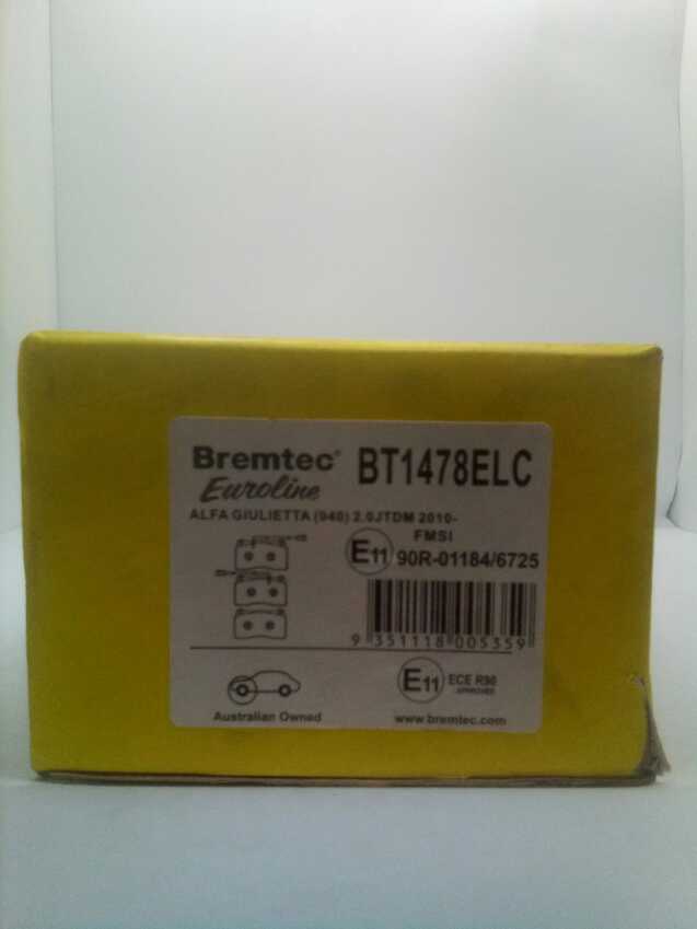 Bremtec Euroline Ceramic Brake Pad For Alfa Romeo Giulietta TB 1.4L FWD