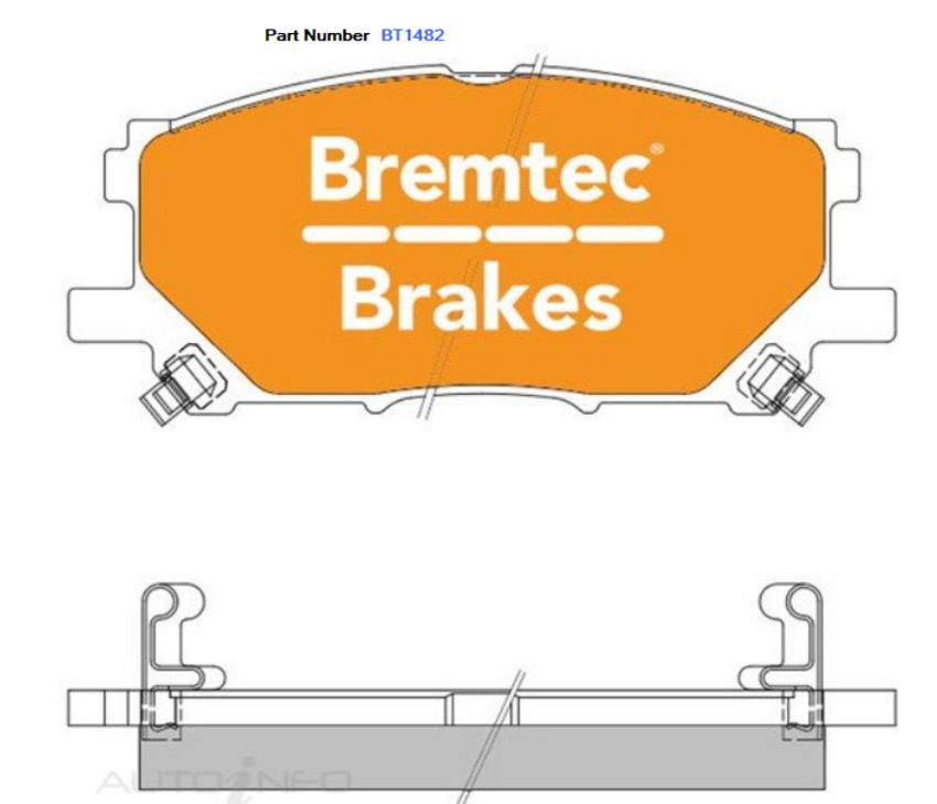 Bremtec Trade Line Brake Pad Set For Lexus RX300, RX400H - BT1482