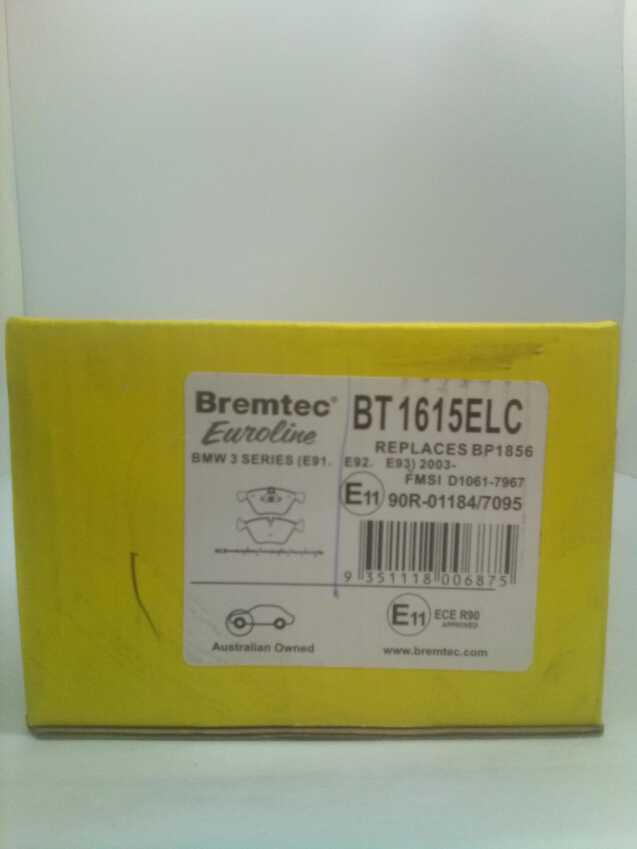 Bremtec Euroline Front Brake Pad Set For BMW 1 Series [E87 E82 E88] 120 125 130