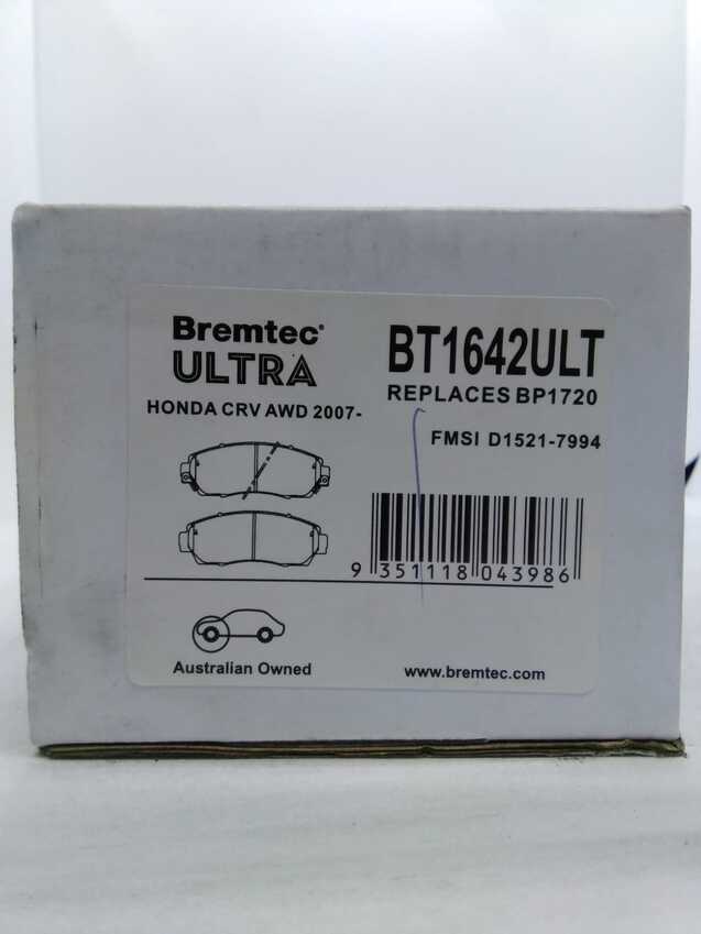 Bremtec Front Ultra Brake Pad Set For Honda CRV Awd 2007-On