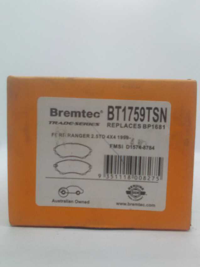 Bremtec Trade-Series Front Brake Pad Set For Mazda BT-50 [CD, UN] 3.0 CDVi