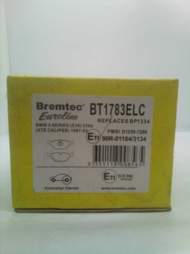 Bremtec Euroline Rear Brake Pad Set For BMW 5 Series E39 2.5L/2.8L/3.5L/4.4L 