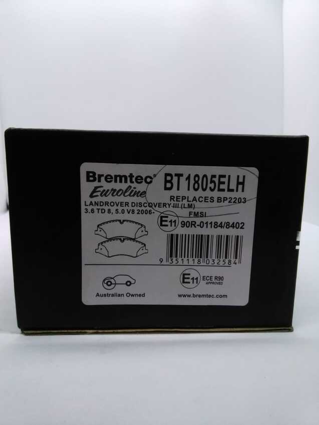 Bremtec Euroline Front Brake Pad Set For Landrover Discovery III LM 3.6L/5.0L V8